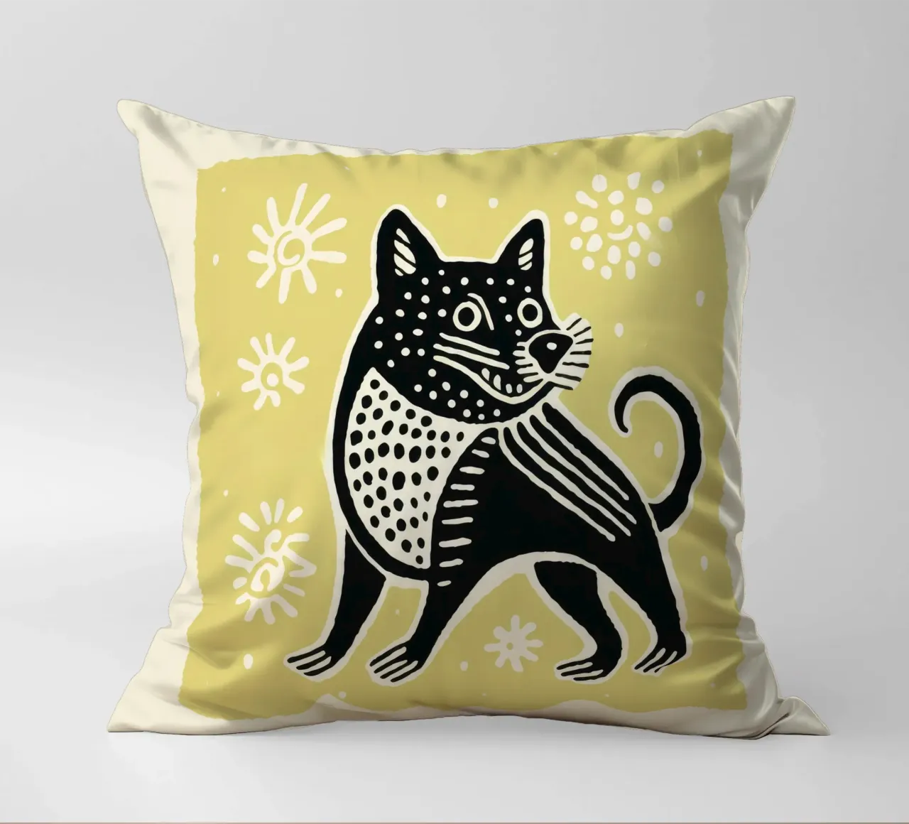 Green Tasmanian Devil 2 decorative cushion by Minimal Animal Art