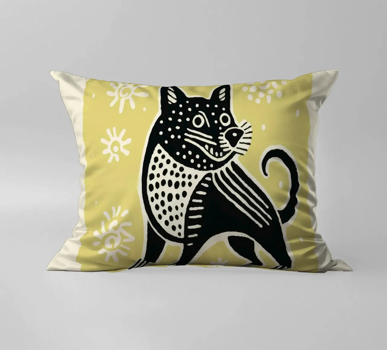Green Tasmanian Devil 2 decorative cushion by Minimal Animal Art
