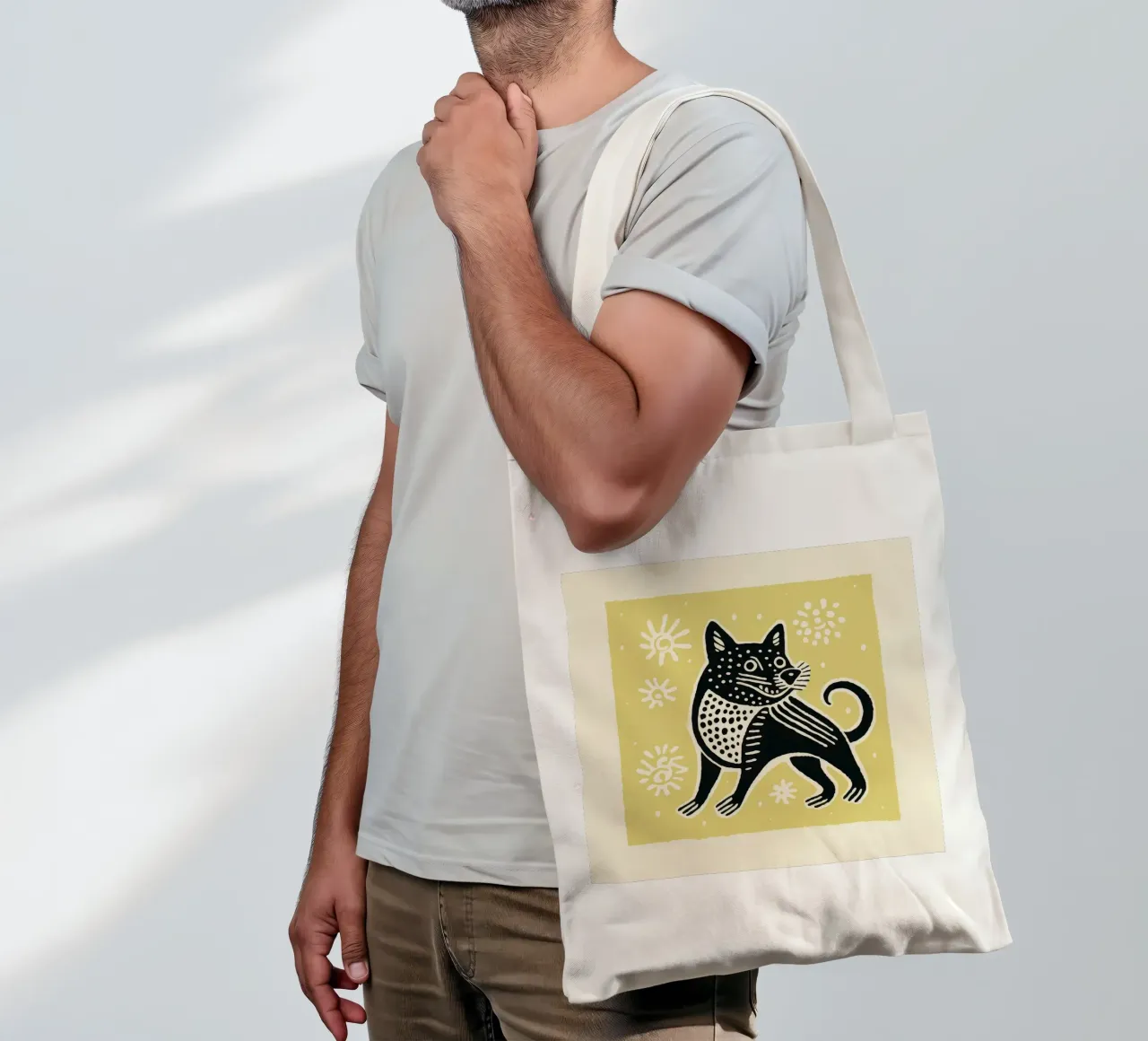 Green Tasmanian Devil 2 tote bag by Minimal Animal Art