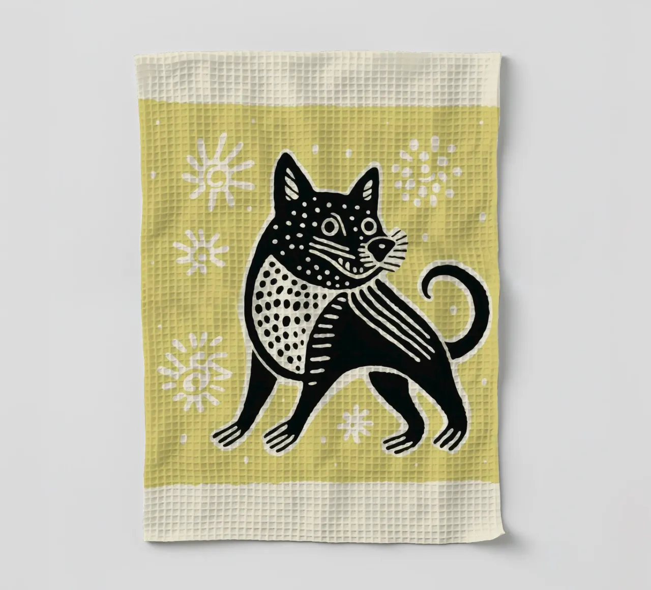 Green Tasmanian Devil 2 tea towel by Minimal Animal Art
