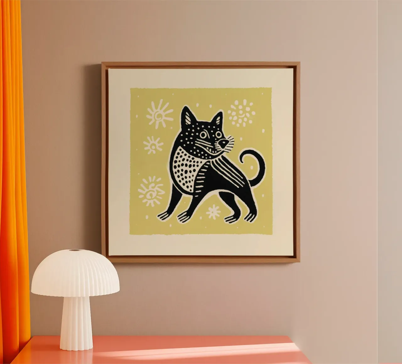Groene Tasmaanse Duivel 2 canvas met Baklijst van Minimal Animal Art