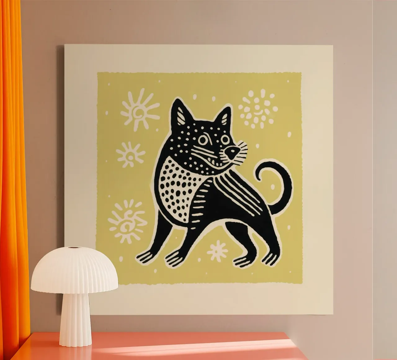 Groene Tasmaanse Duivel 2 canvas met Baklijst van Minimal Animal Art