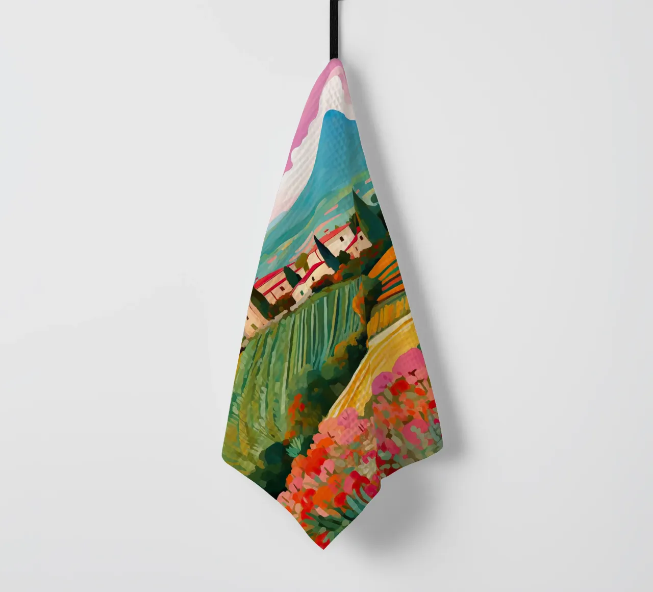 Tuscany Italy Landscape Travel Art tea towel by Peaches Art Prints