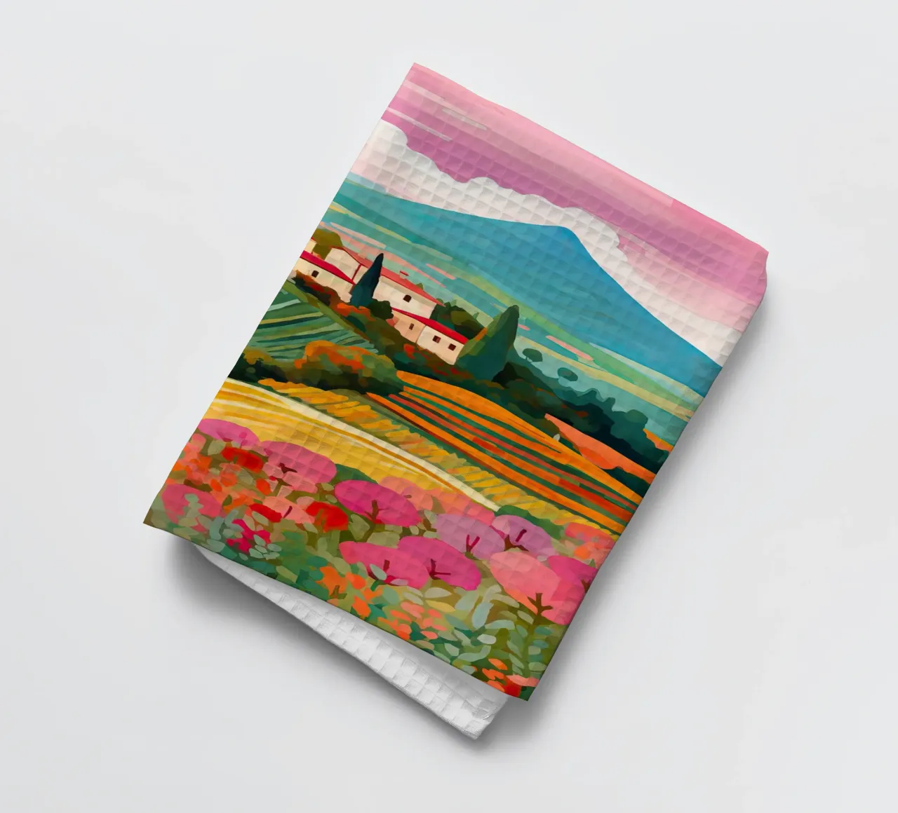 Tuscany Italy Landscape Travel Art tea towel by Peaches Art Prints