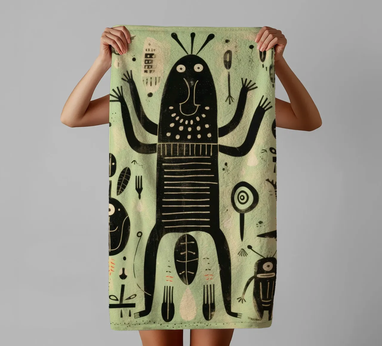Termite verde 1 asciugamano da bagno da Minimal Animal Art