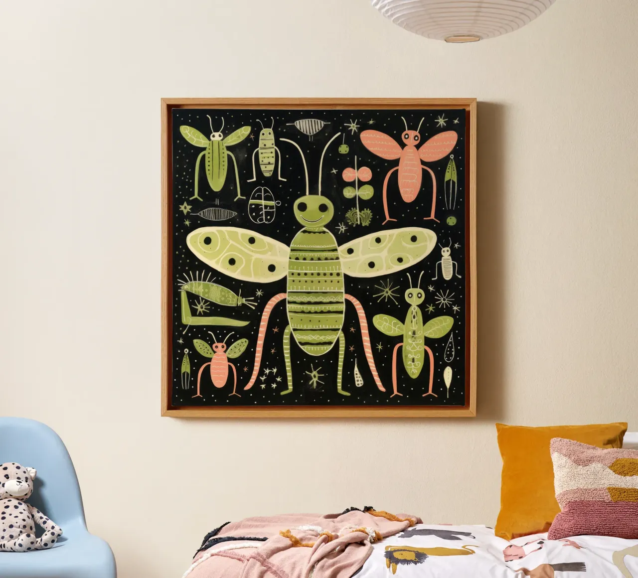 Groene termiet 2 canvas met Baklijst van Minimal Animal Art