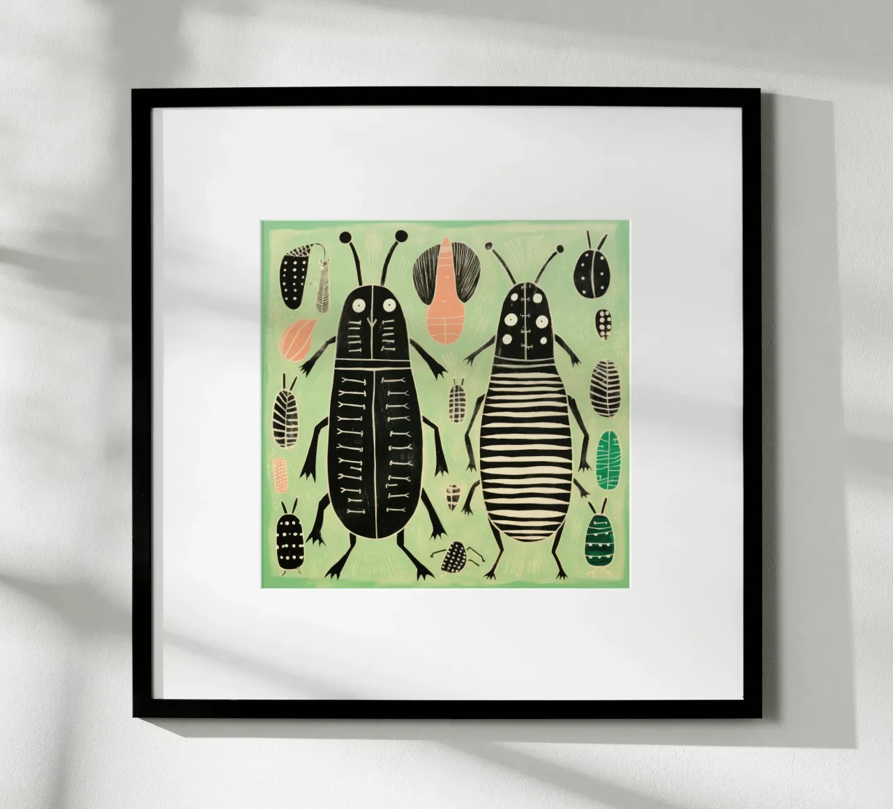 Termite verde 3 poster con telaio in alluminio da Minimal Animal Art