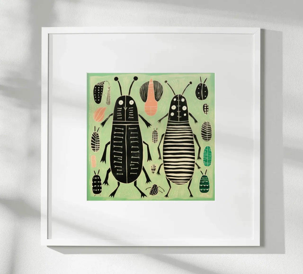 Termite verde 3 poster con telaio in alluminio da Minimal Animal Art
