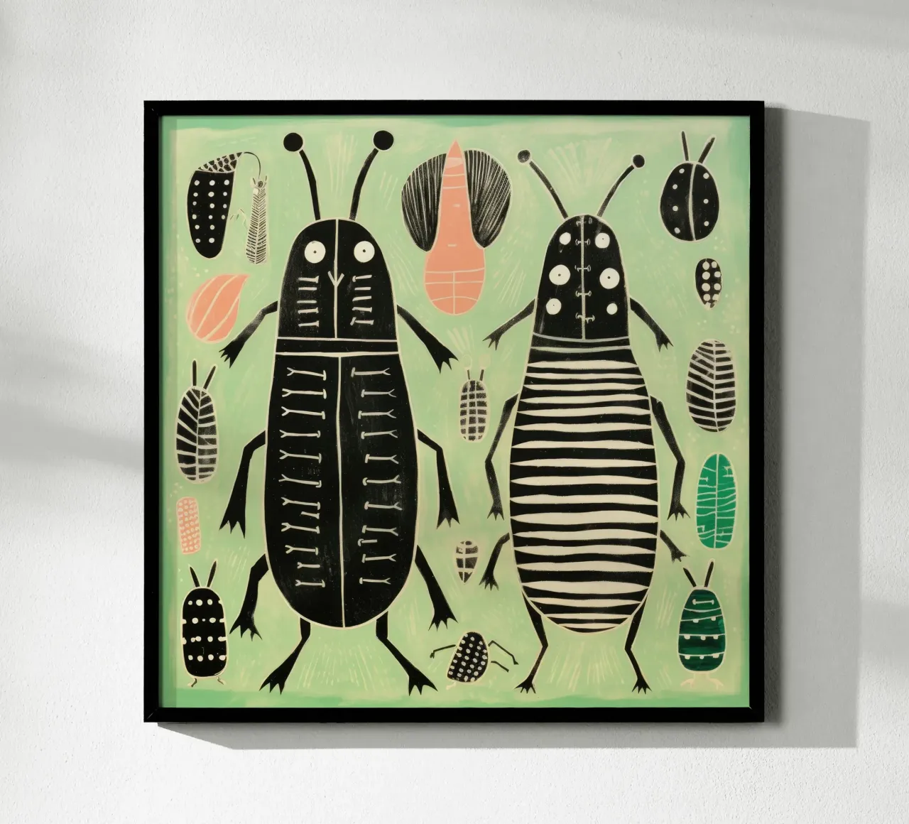Termite verde 3 poster con telaio in alluminio da Minimal Animal Art