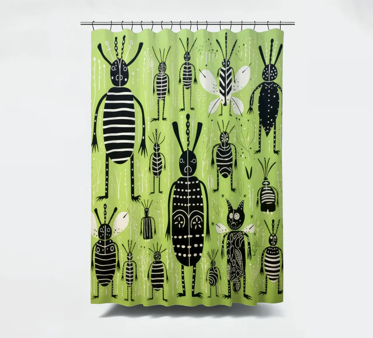 Green Termite 4 shower curtain by Minimal Animal Art