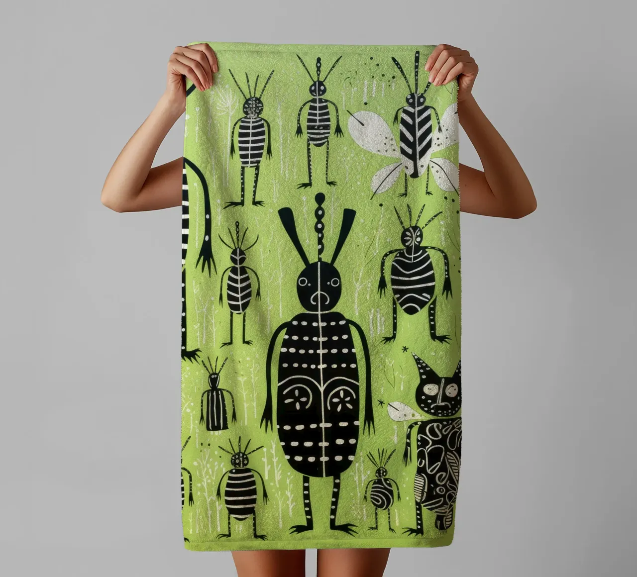 Termite verde 4 asciugamano da bagno da Minimal Animal Art