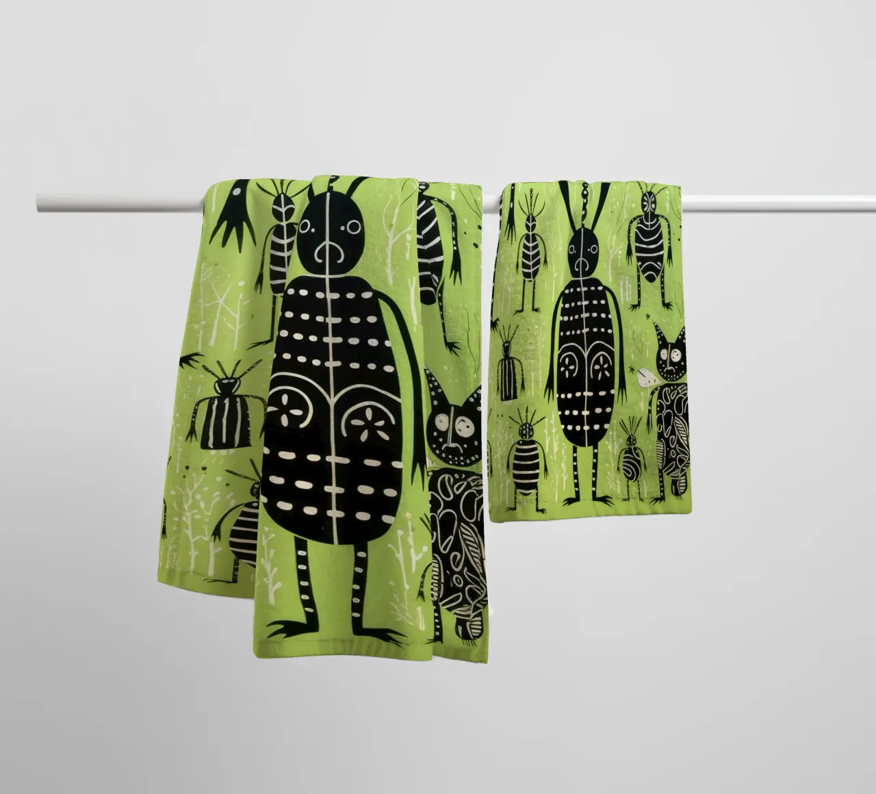 Termite verde 4 asciugamano da bagno da Minimal Animal Art
