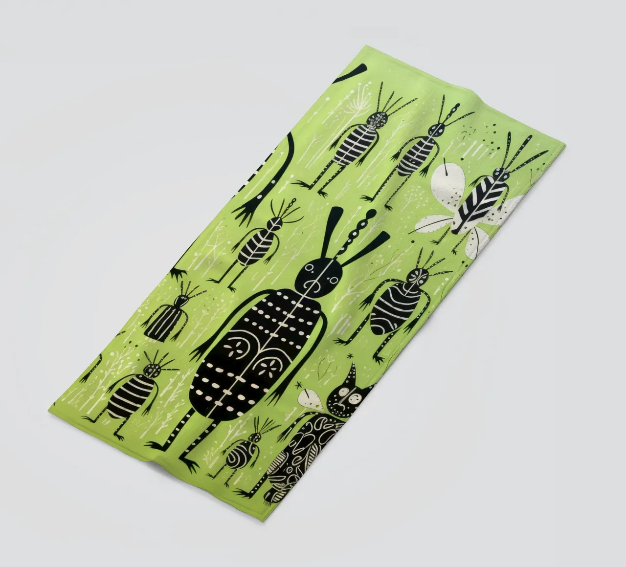 Green Termite 4 beach towel by Minimal Animal Art