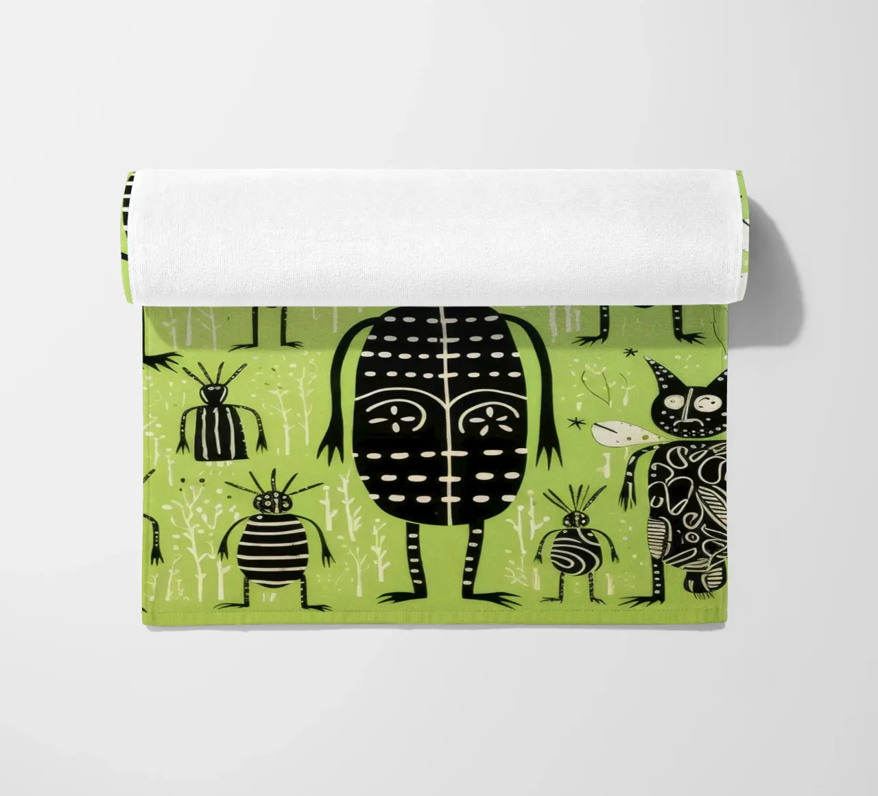 Green Termite 4 beach towel by Minimal Animal Art