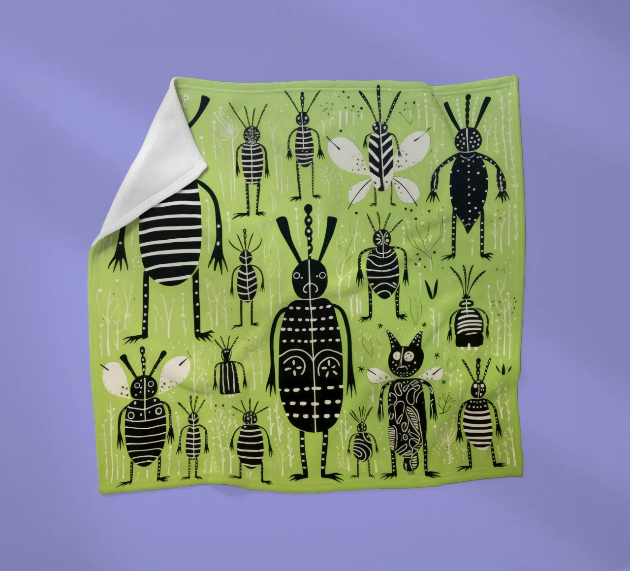 Green Termite 4 fleece blanket by Minimal Animal Art