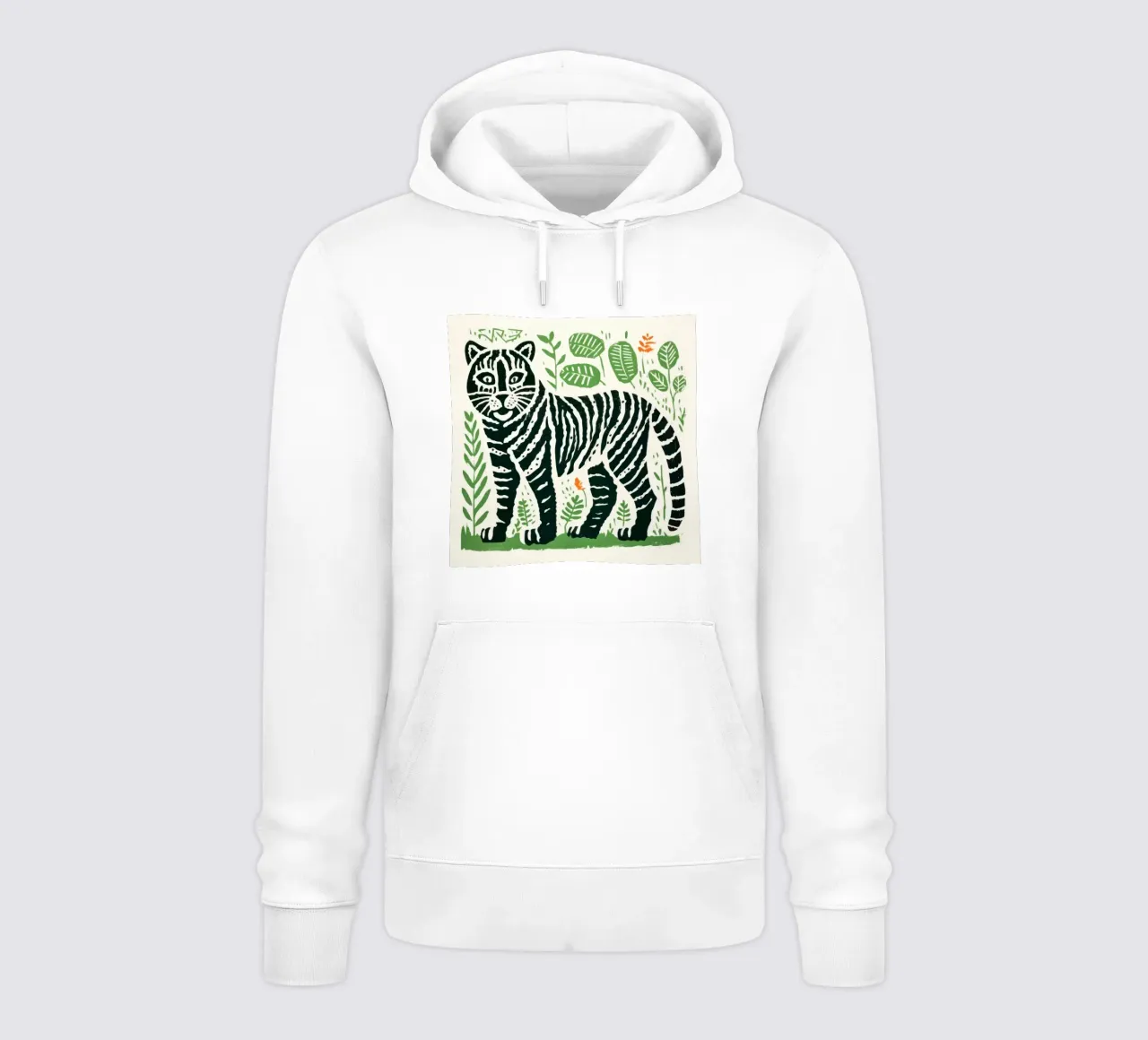 Tigre verde 1 felpa con cappuccio da Minimal Animal Art
