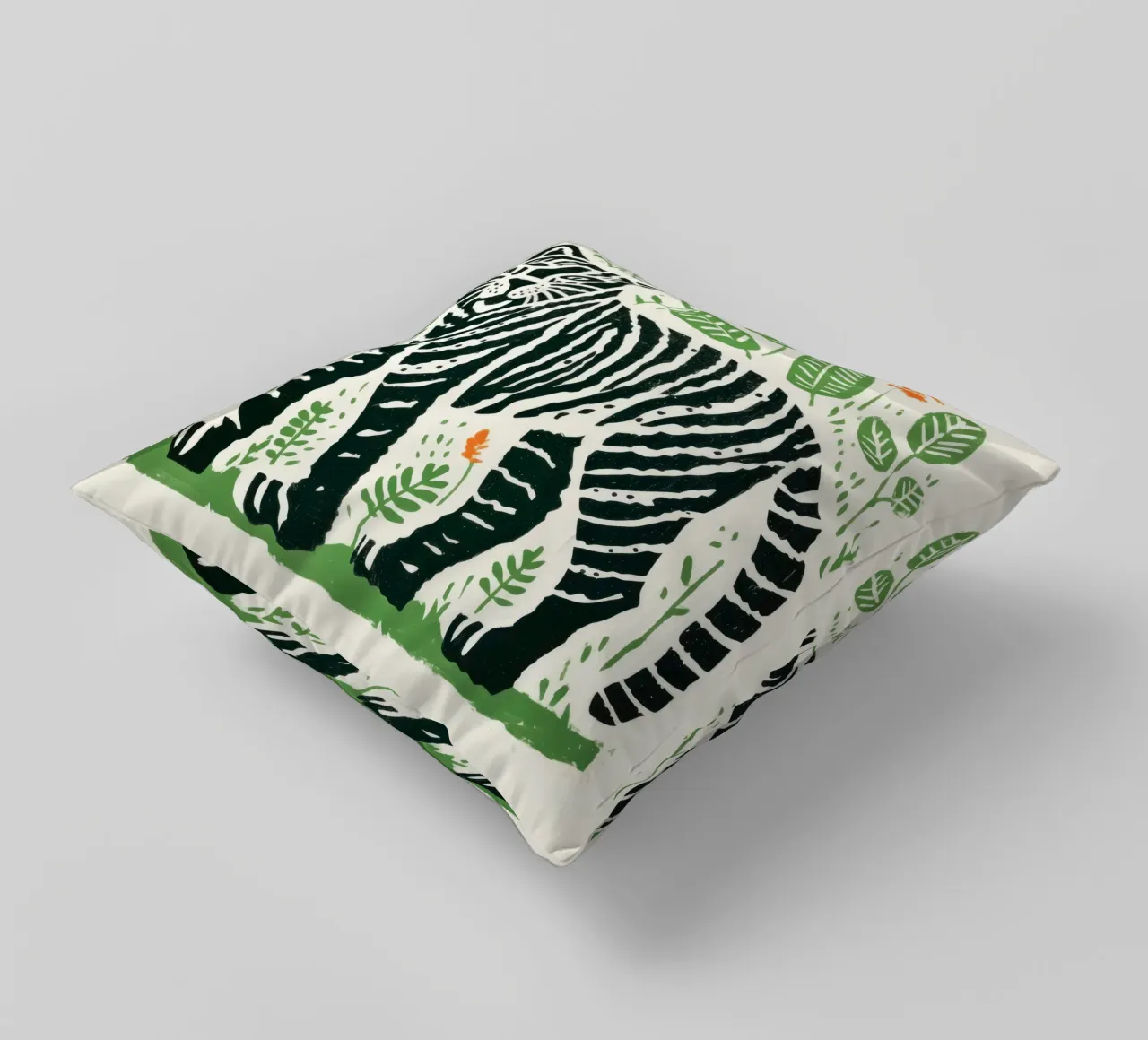 Tigre verde 1 cuscino da Minimal Animal Art
