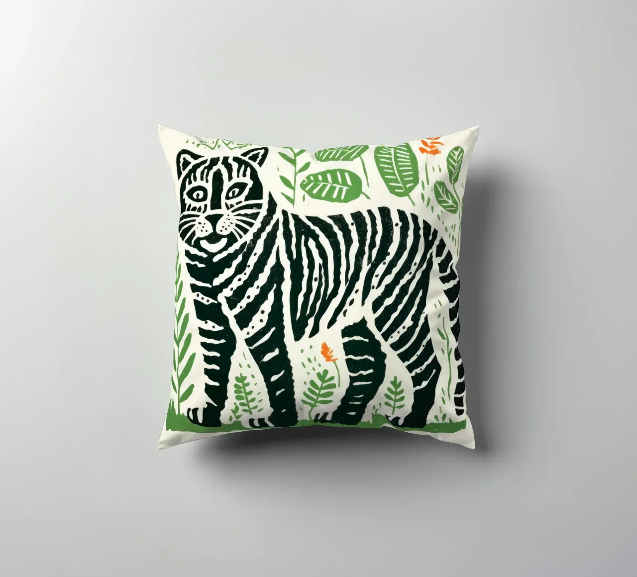Tigre verde 1 cuscino da Minimal Animal Art