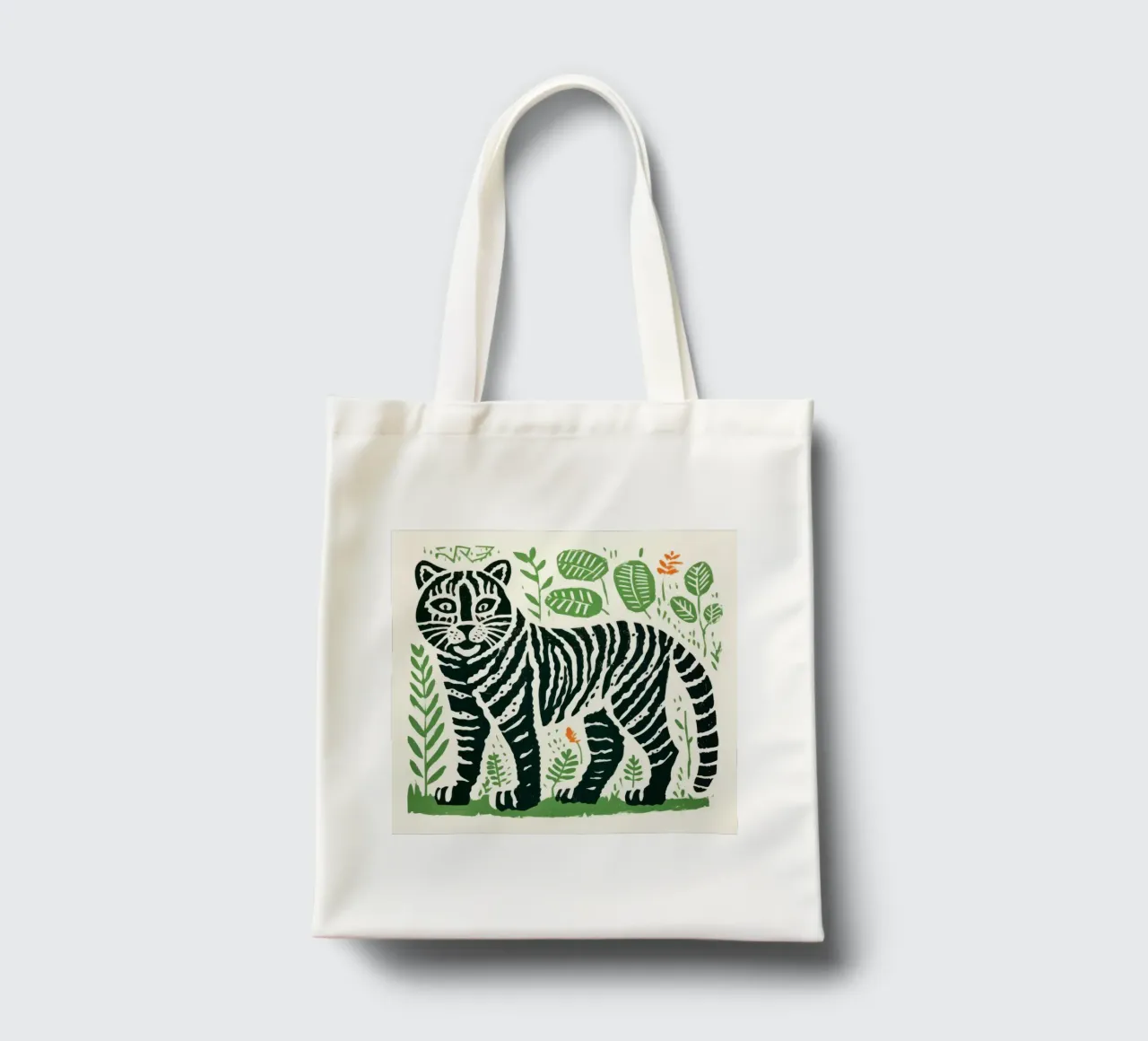 Green Tiger 1 tote bag by Minimal Animal Art