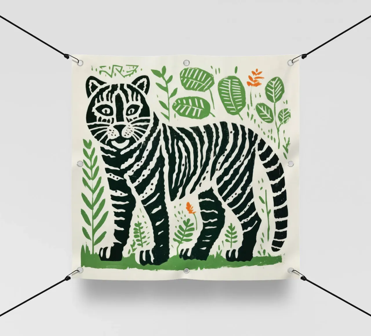 Tigre verde 1 telo in pvc da Minimal Animal Art