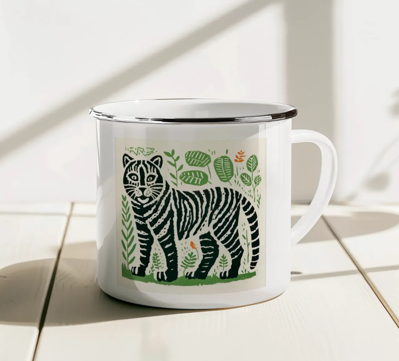 Tigre verde 1 tazza in smalto da Minimal Animal Art