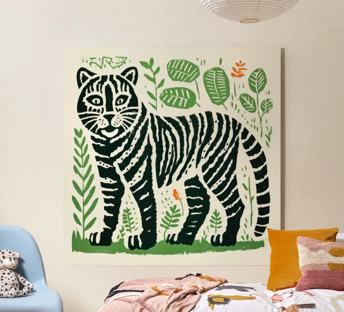 Grüner Tiger Acryl-Glas von Minimal Animal Art