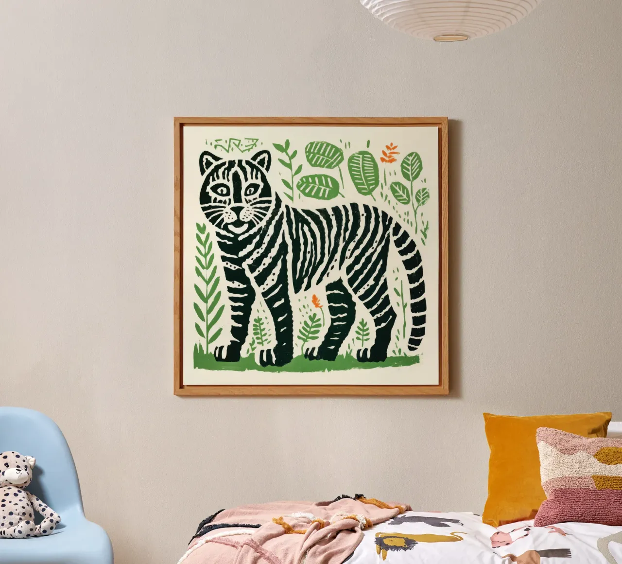 Tigre verde 1 alluminio dibond da Minimal Animal Art