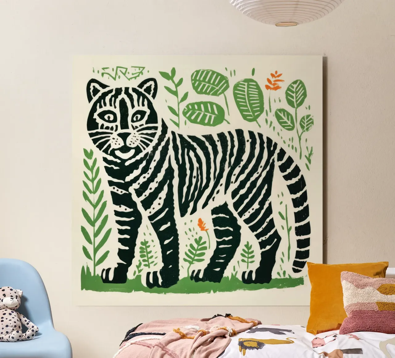 Tigre verde 1 alluminio dibond da Minimal Animal Art