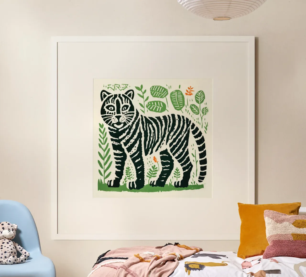 Green Tiger 1 poster by Minimal Animal Art