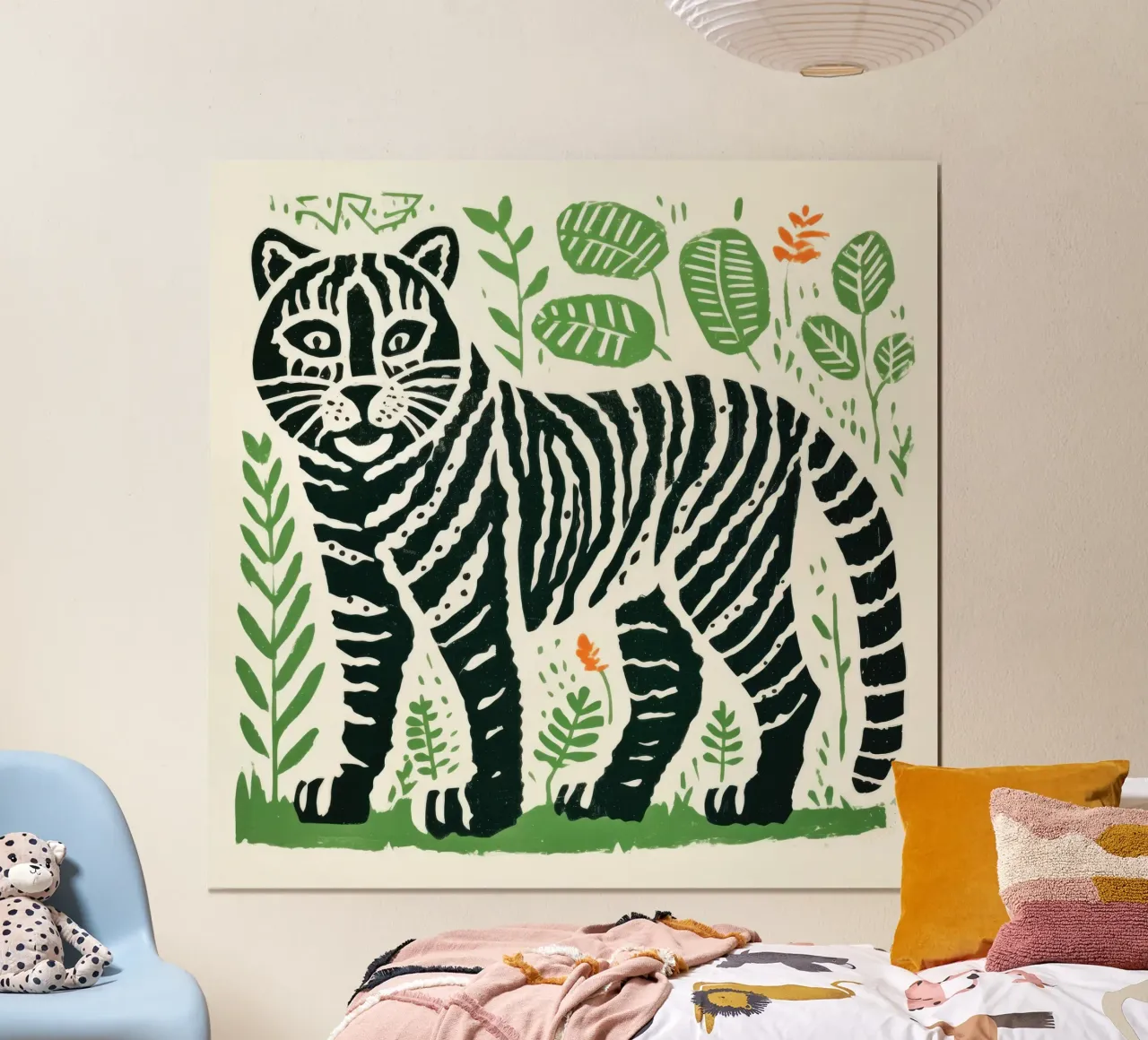 Tigre verde 1 carta hahnemühle da Minimal Animal Art