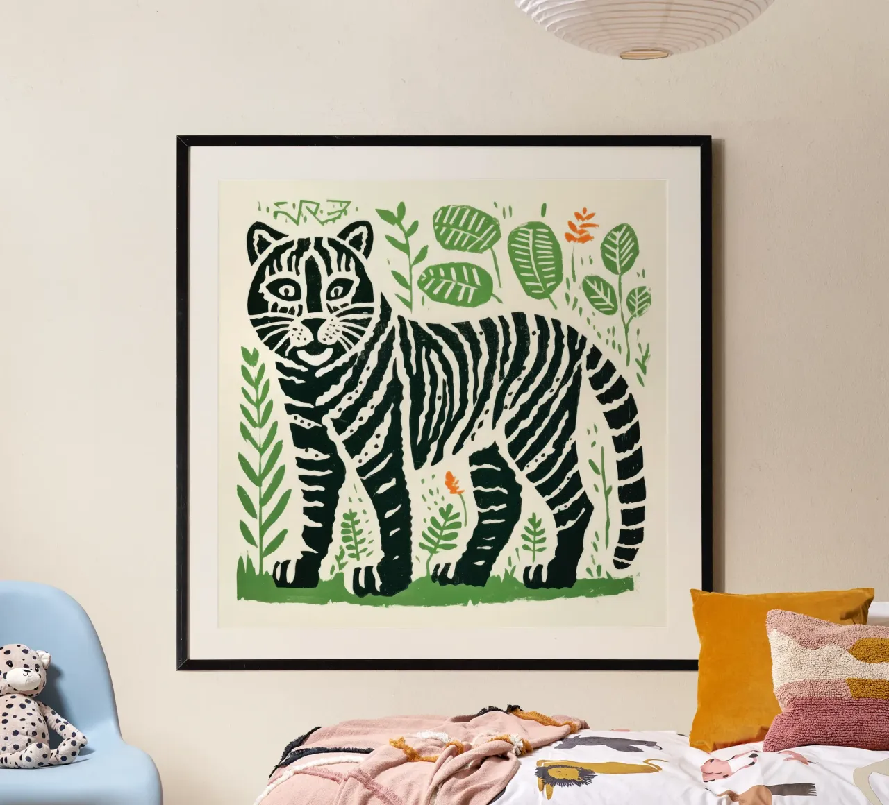 Green Tiger 1 poster by Minimal Animal Art