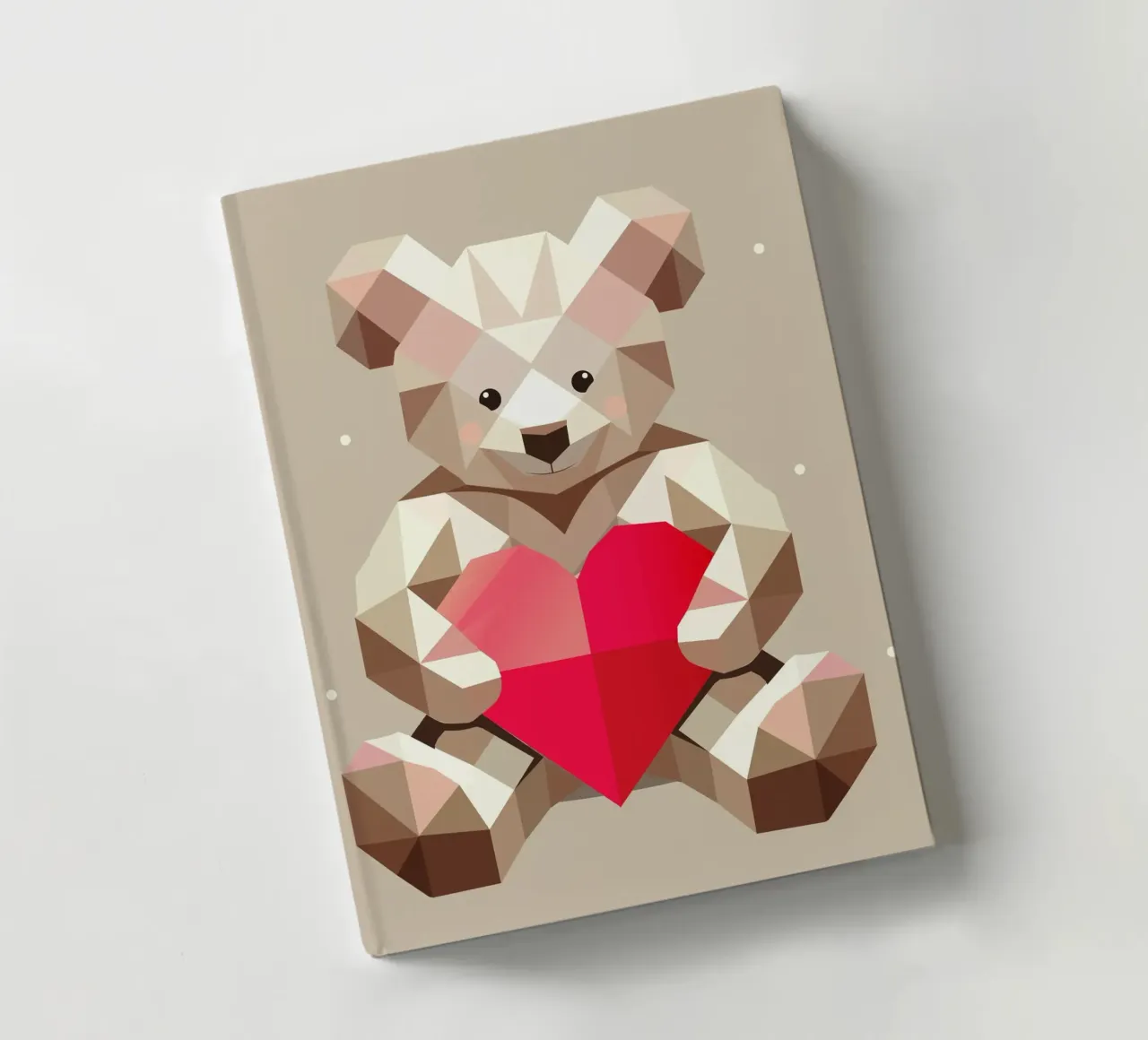 Geometric teddy bear with heart - Lovely & modern notebook by namosh