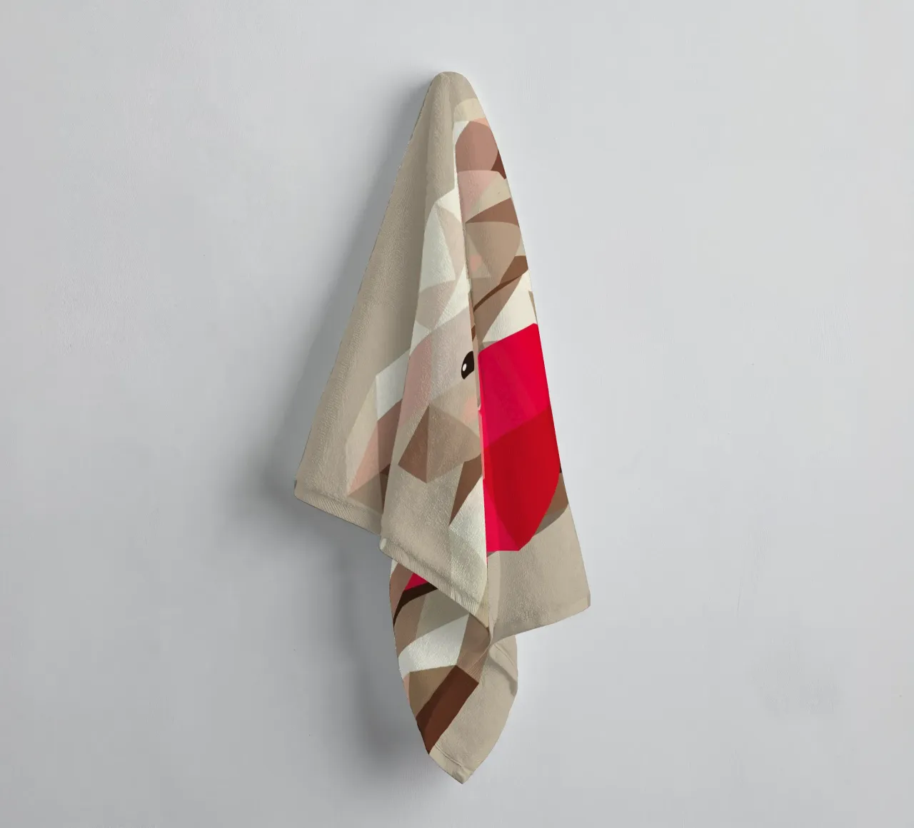 Geometric teddy bear with heart - Lovely & modern towel by namosh