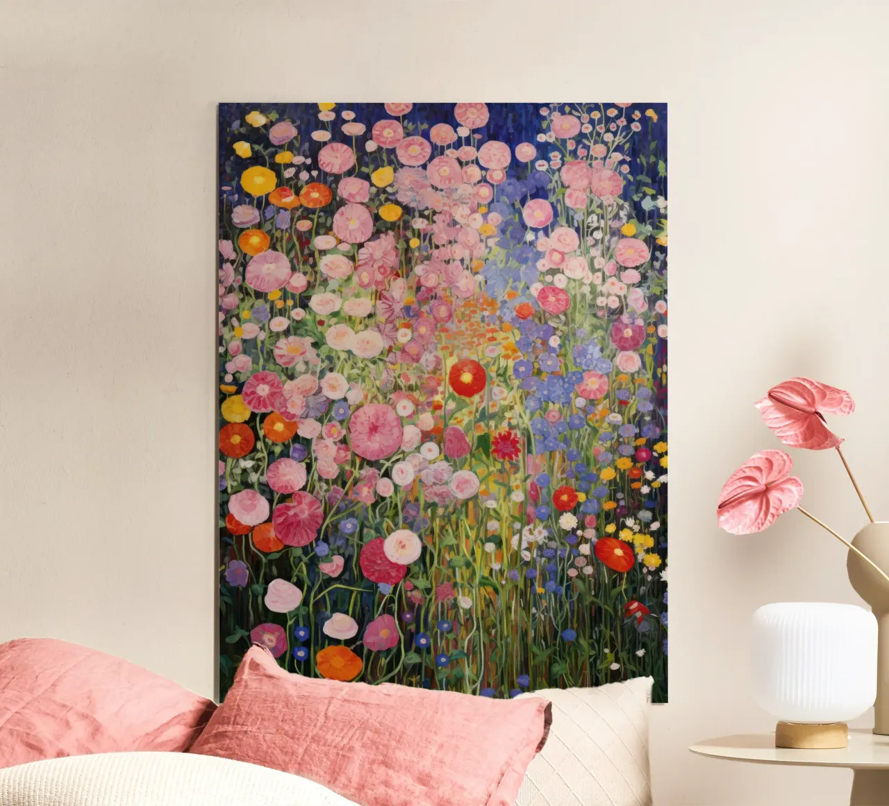 Gustav Klimt, Giardino fiorito di notte poster da Peaches Art Prints