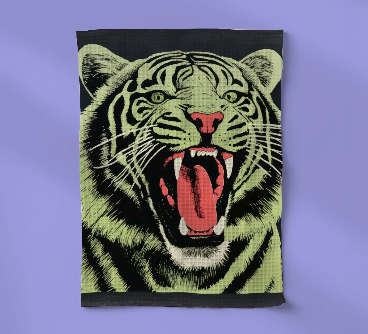 Tigre vert 2 torchon de Minimal Animal Art