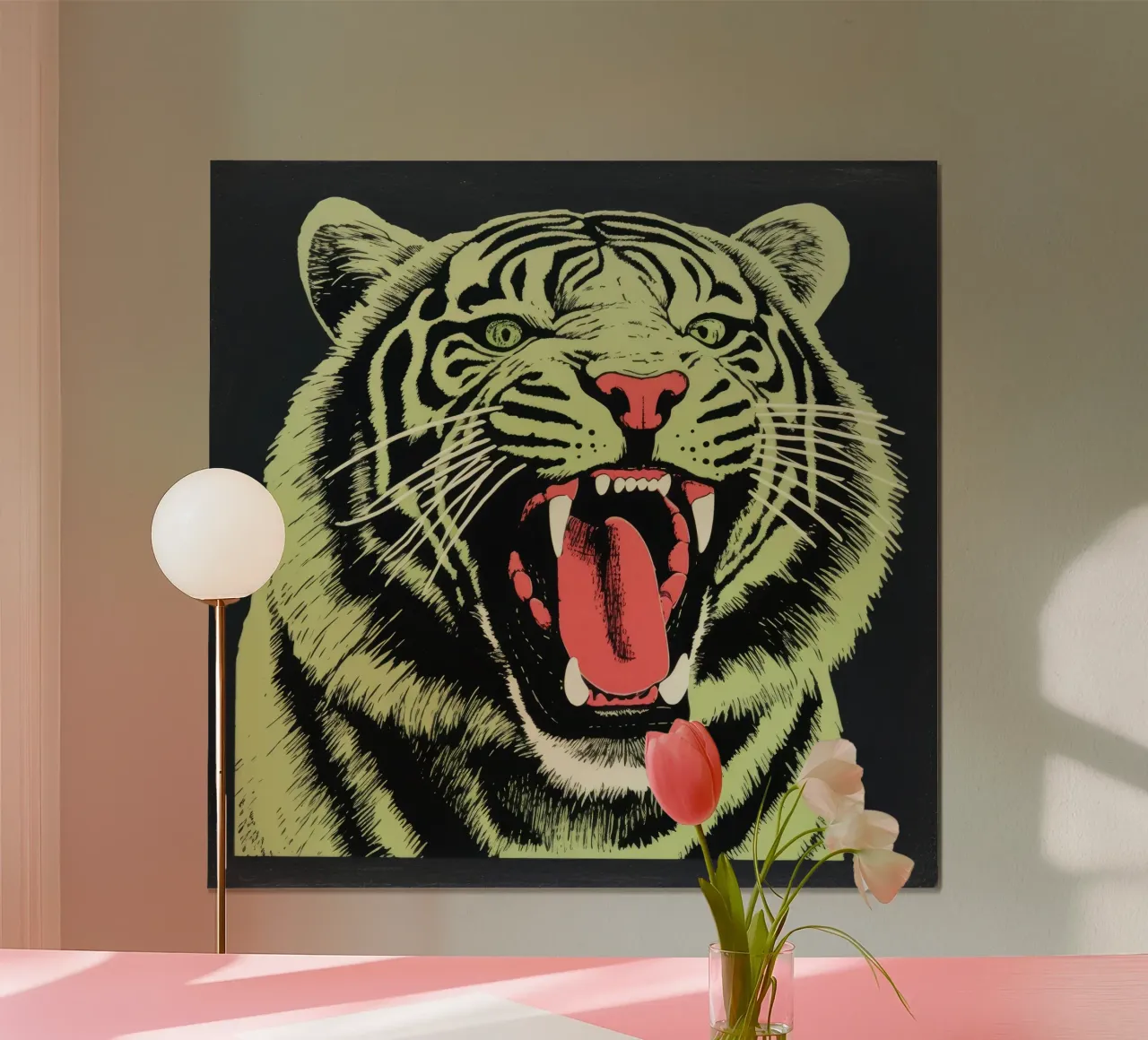 Tigre verde 2 poster con telaio in plastica da Minimal Animal Art