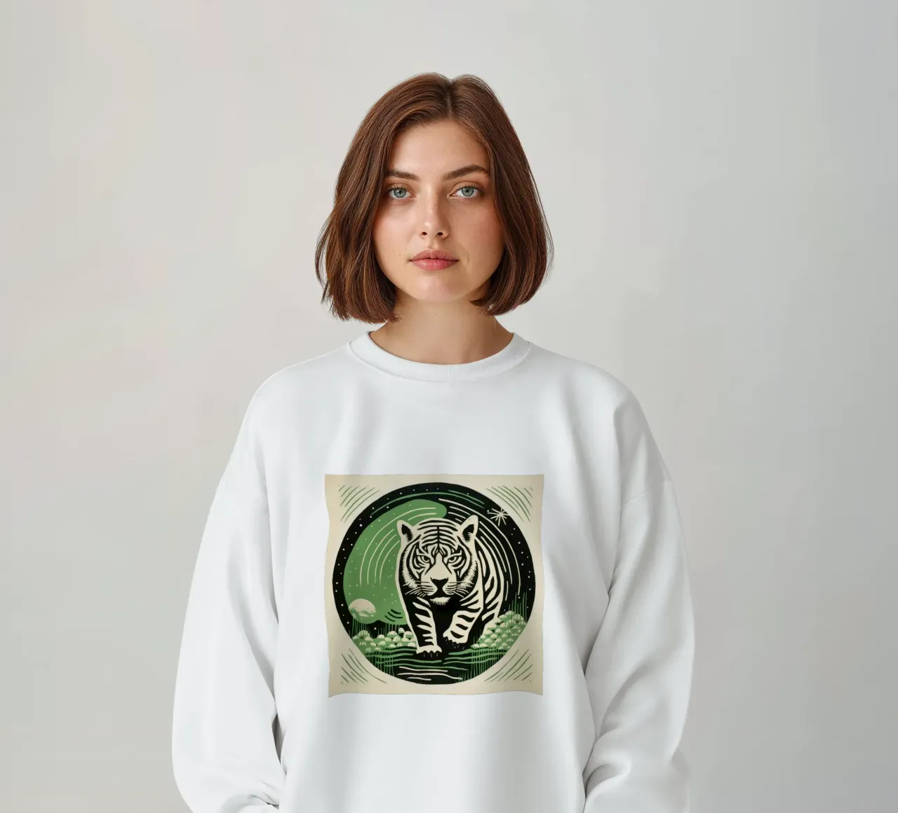 Tigre Verde 3 felpa da Minimal Animal Art
