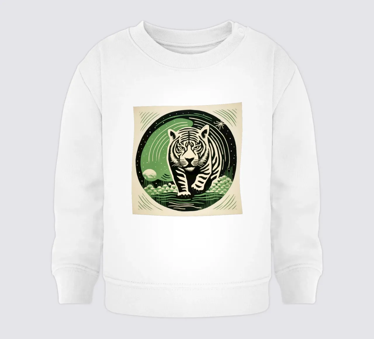 Tigre Verde 3 felpa neonato da Minimal Animal Art