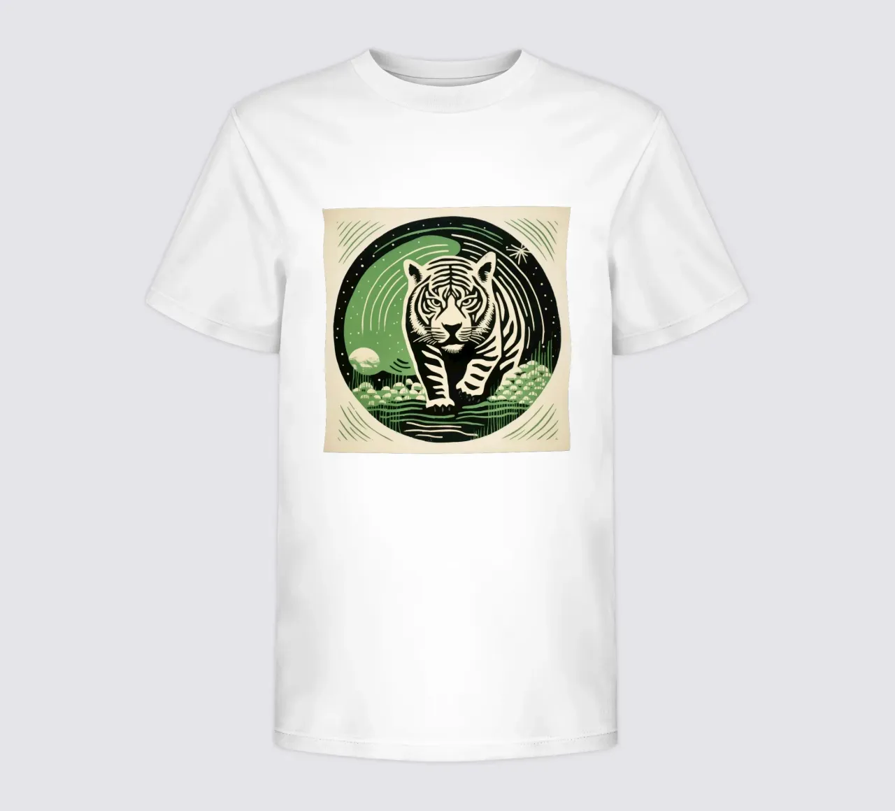 Green Tiger 3 kids t-shirt by Minimal Animal Art