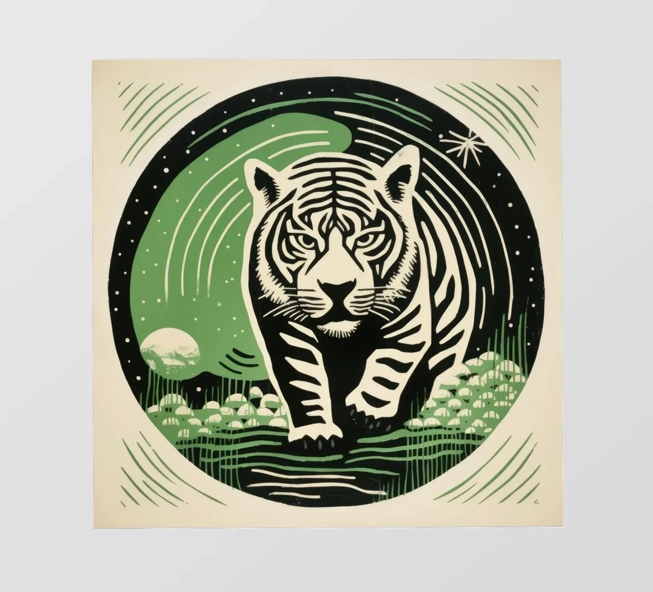 Tigre Verde 3 telo in pvc da Minimal Animal Art