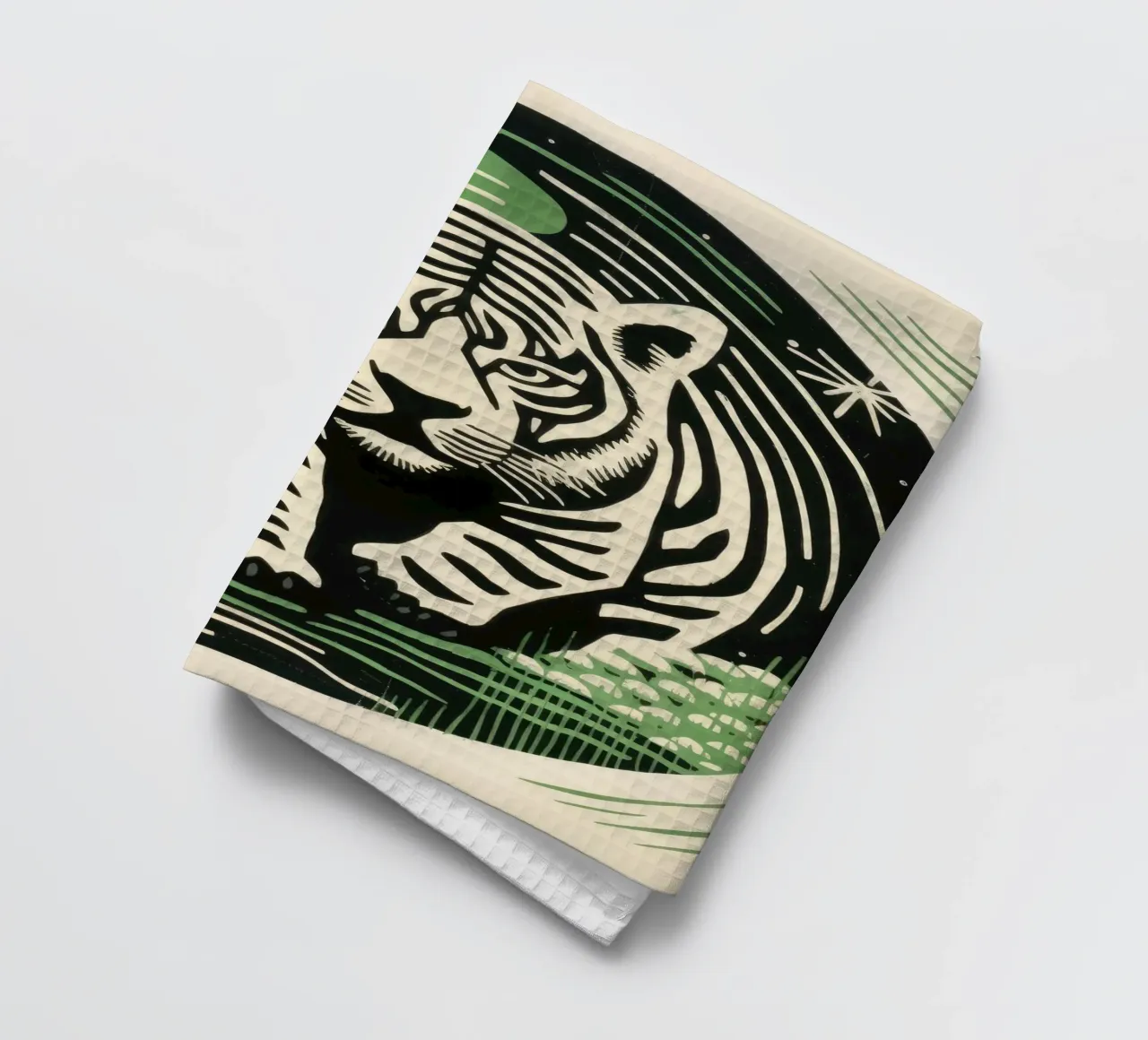 Tigre Verde 3 canovaccio da cucina da Minimal Animal Art