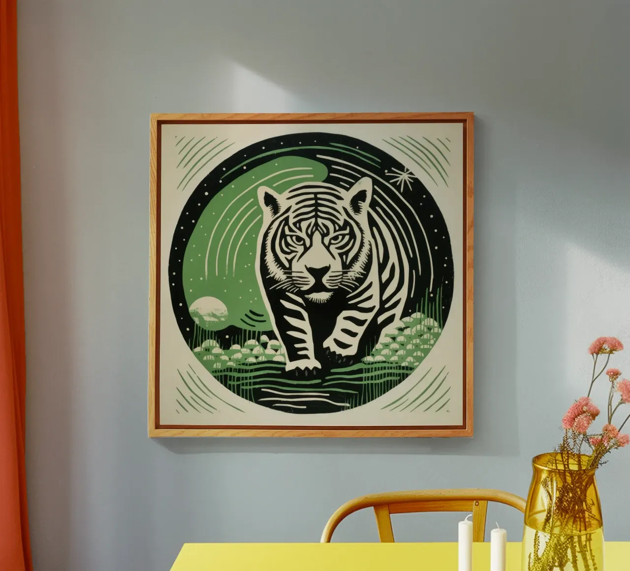 Green Tiger 3 acrylic glass by Minimal Animal Art