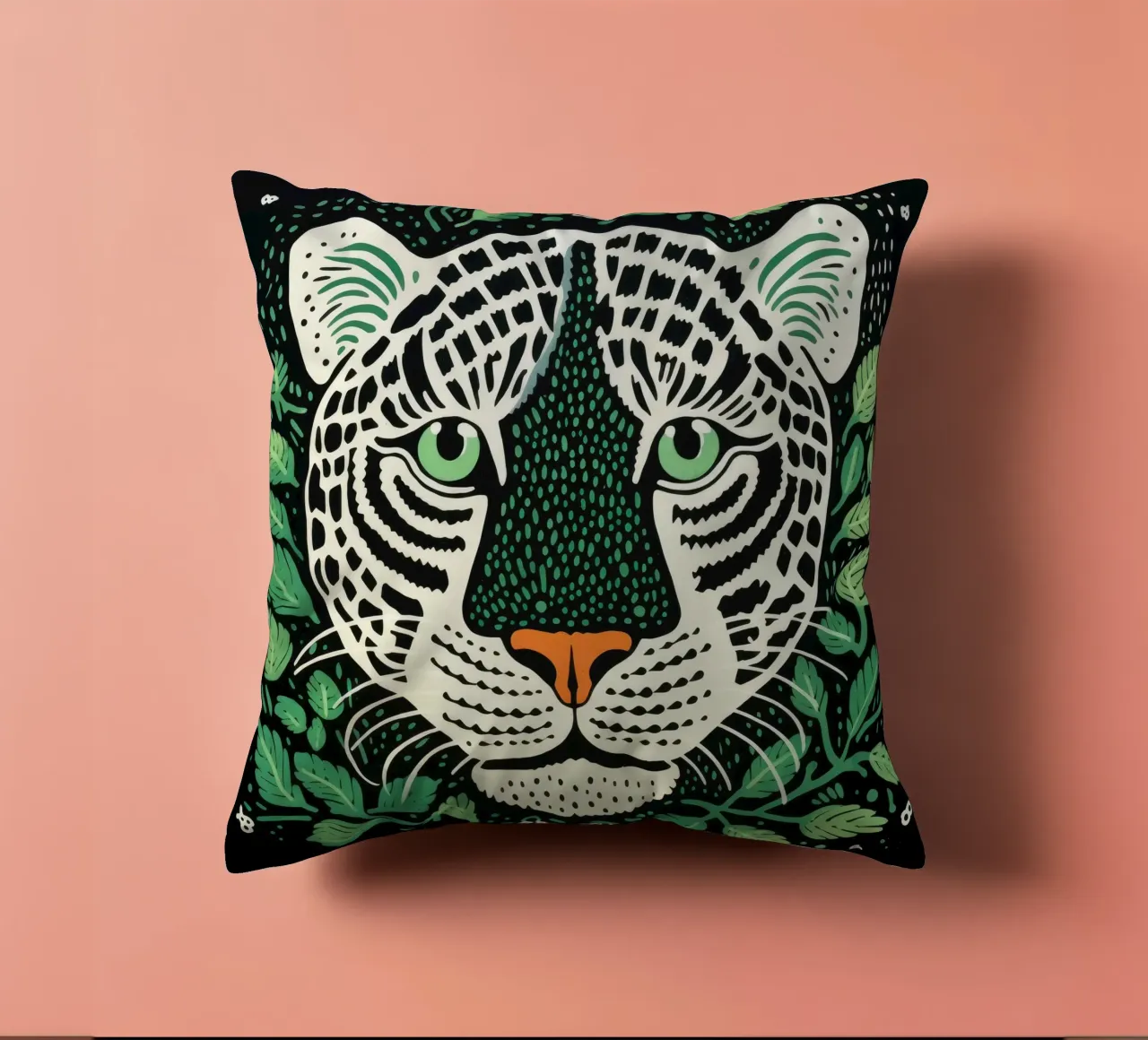Green Tiger 4 decorative cushion by Minimal Animal Art