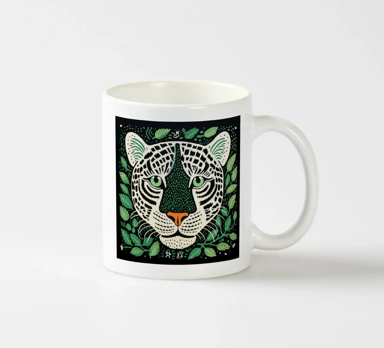 Tigre verde 4 tazza in ceramica da Minimal Animal Art