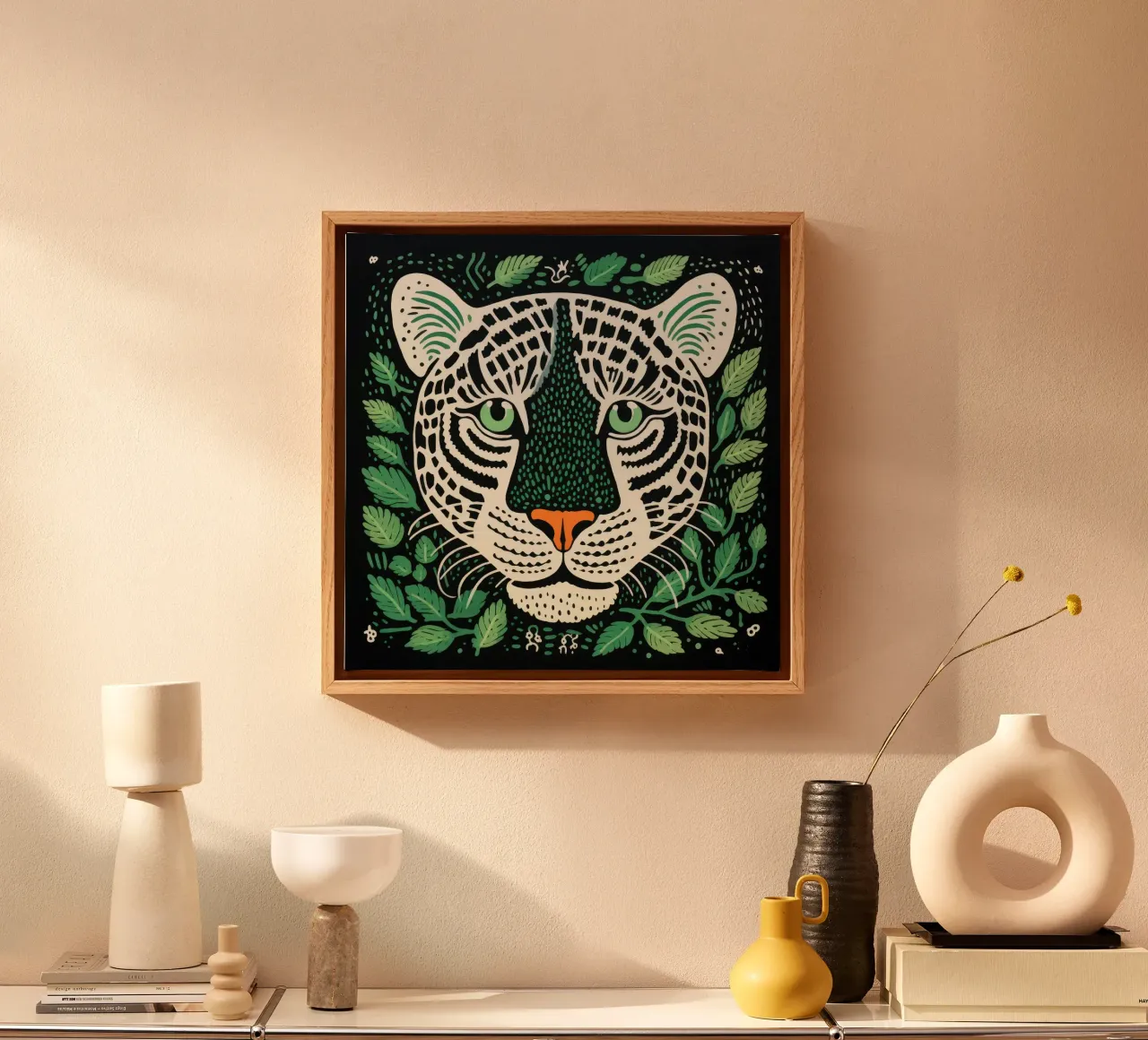 Green Tiger 4 canvas by Minimal Animal Art