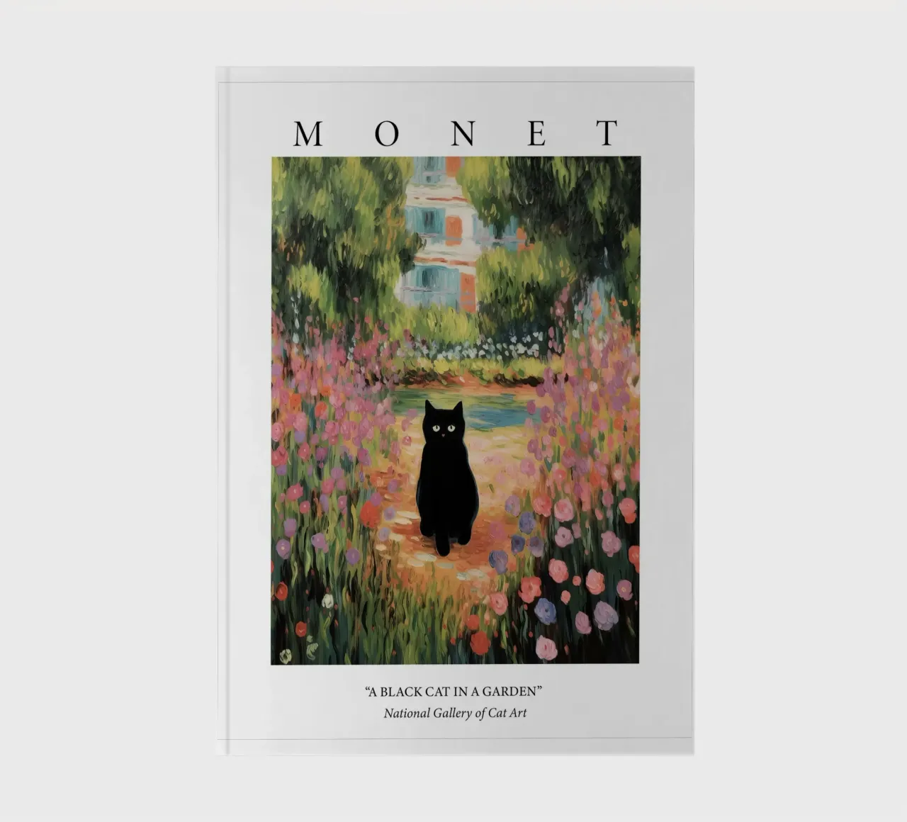 Giardino di Monet con dipinto un gatto nero diario da Peaches Art Prints