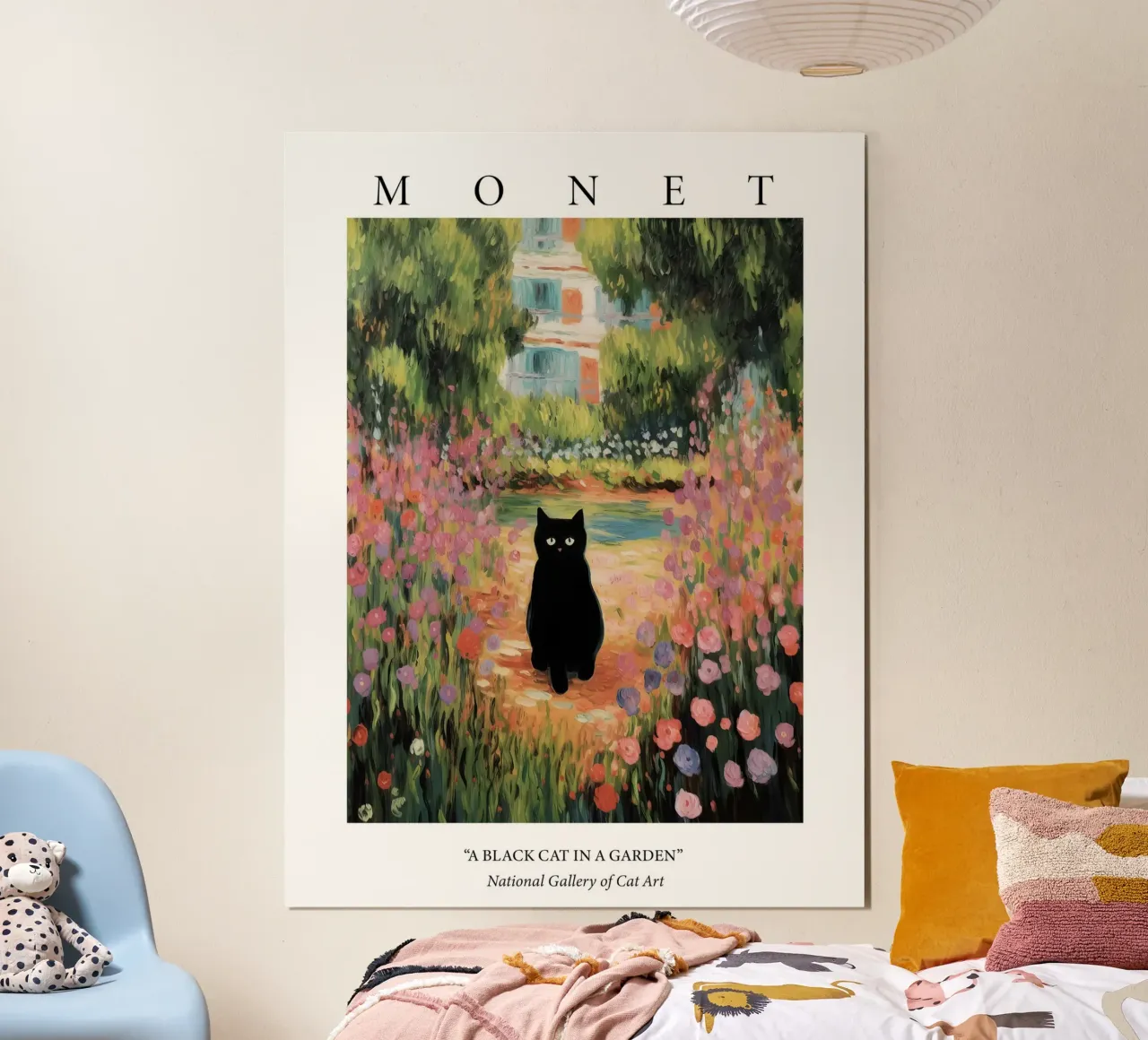 Giardino di Monet con dipinto un gatto nero carta hahnemühle da Peaches Art Prints