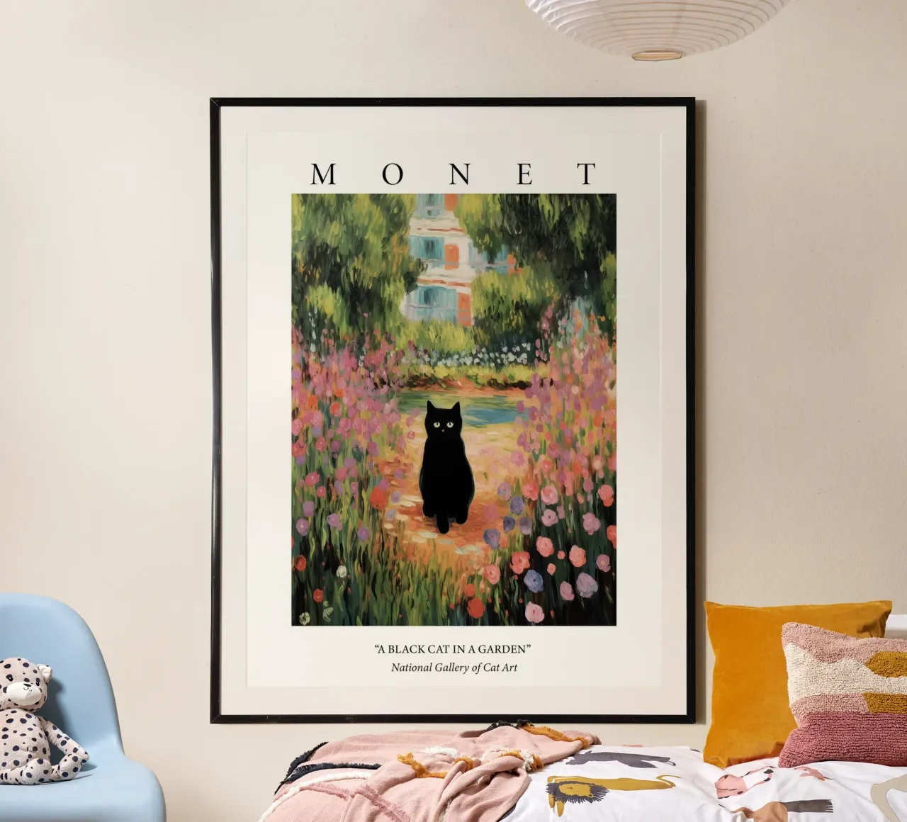 Giardino di Monet con dipinto un gatto nero carta hahnemühle da Peaches Art Prints