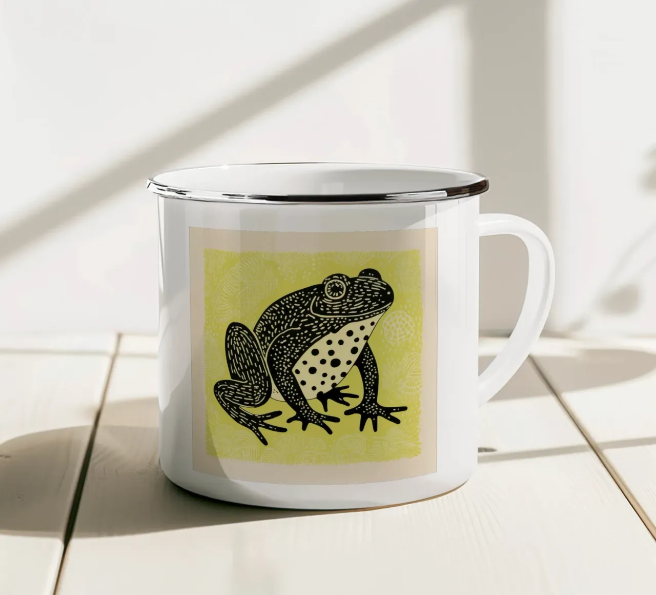 Rospo verde 1 tazza in smalto da Minimal Animal Art