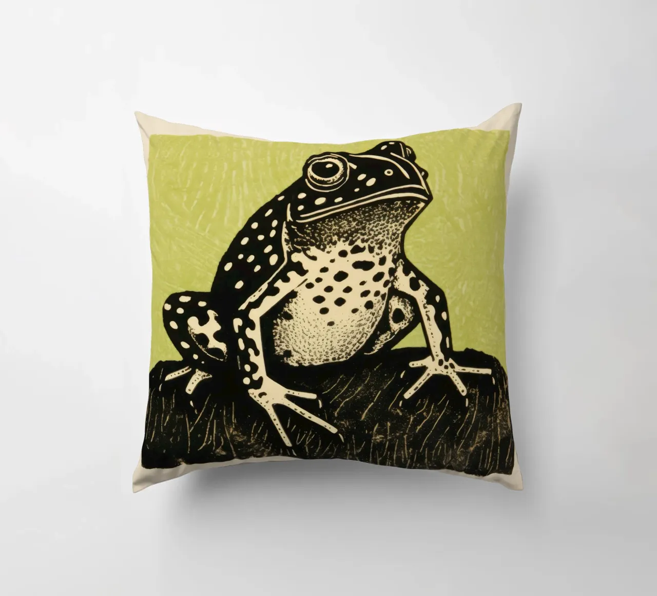 Rospo verde 2 cuscino da Minimal Animal Art